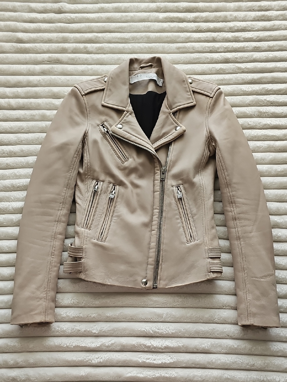 IRO HAN LEATHER JACKET BEIGE-PINK XS